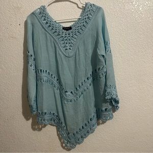 Papa Vancouver knit crochet long sleeve blouse size L